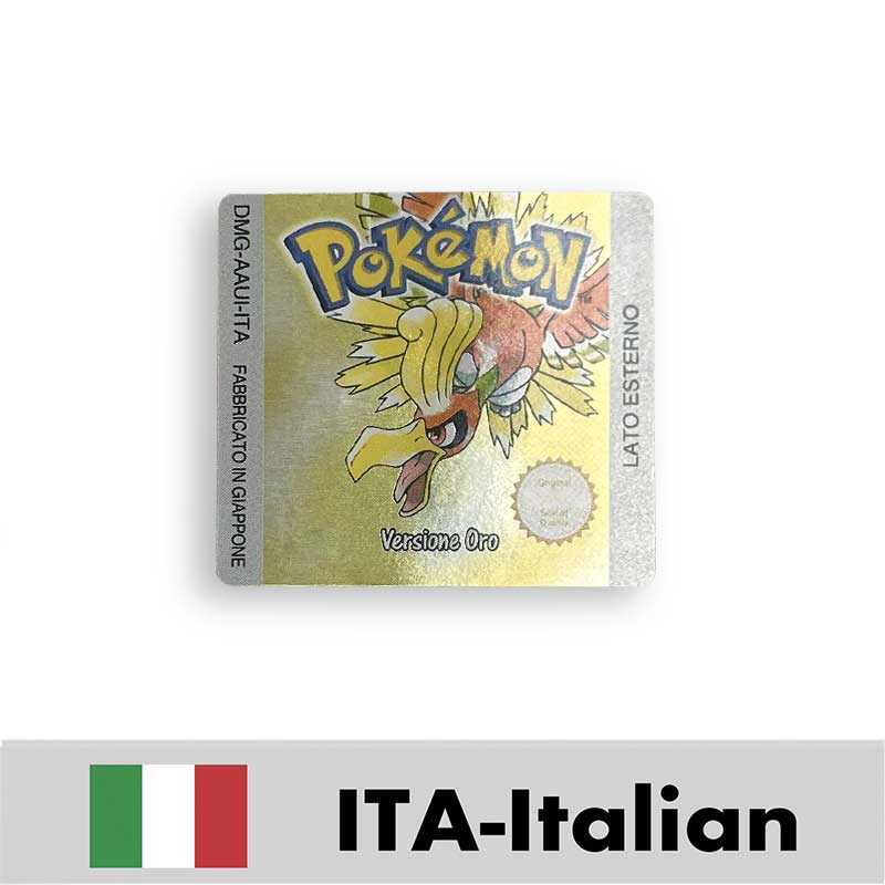 USA FRA NOE ESP ITA EUR Pokemon crystal gold silver red blue yellow Metallic FoilFinish Box Trey Manual label for GBC