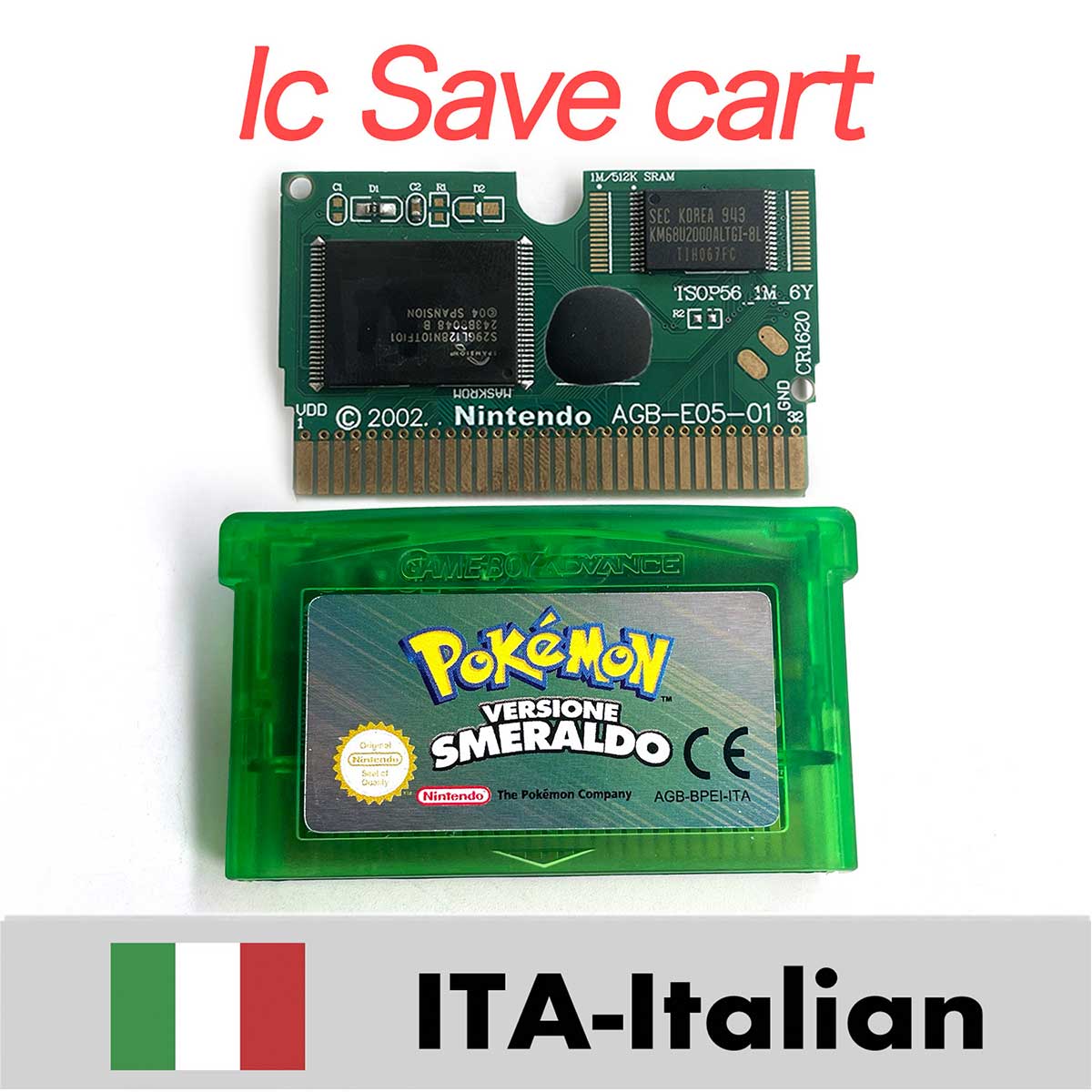 USA ESP NOE FRA EUR ITA IC Save cart Pokemon Emerald,firered,ruby,sapphire,leafgreen Game Cartridge for GBA multiple languages