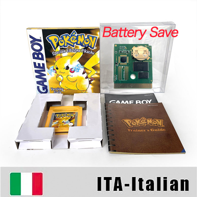 GBC game ITA Italian pokemon yellow version Nintendo Battery save NO RTC flash pokemon giallo cartridge tray box gbc game boy color