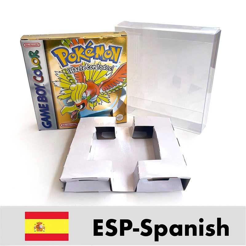 USA FRA NOE ESP ITA EUR Pokemon crystal gold silver red blue yellow Metallic FoilFinish Box Trey Manual label for GBC