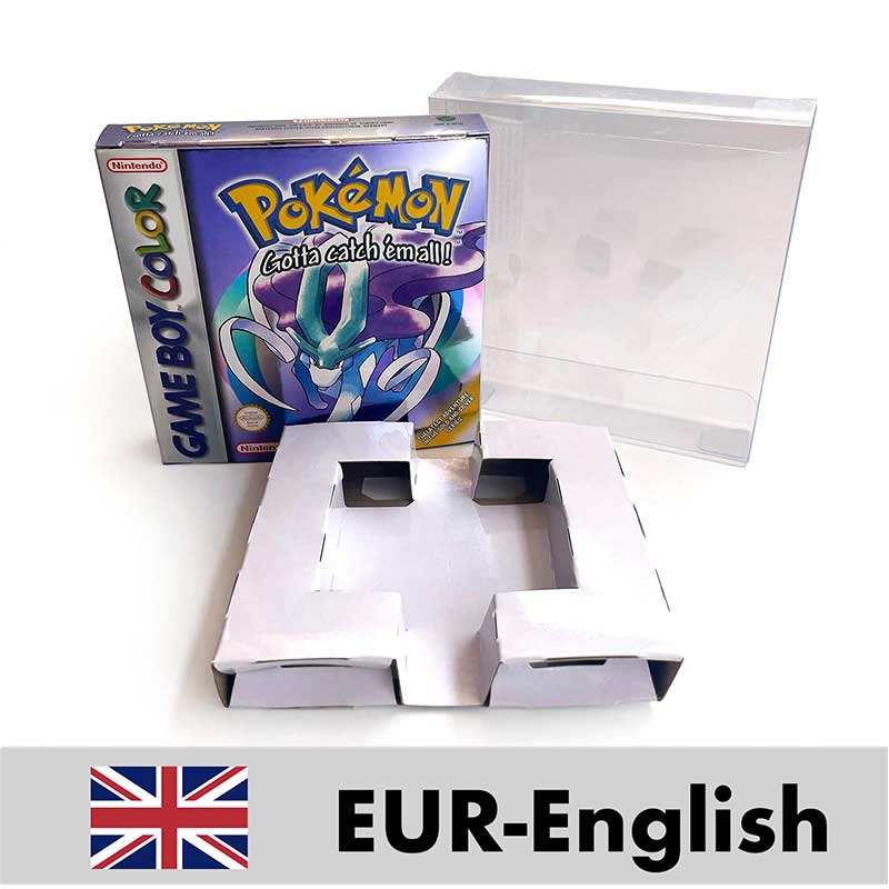 USA FRA NOE ESP ITA EUR Pokemon crystal gold silver red blue yellow Metallic FoilFinish Box Trey Manual label for GBC