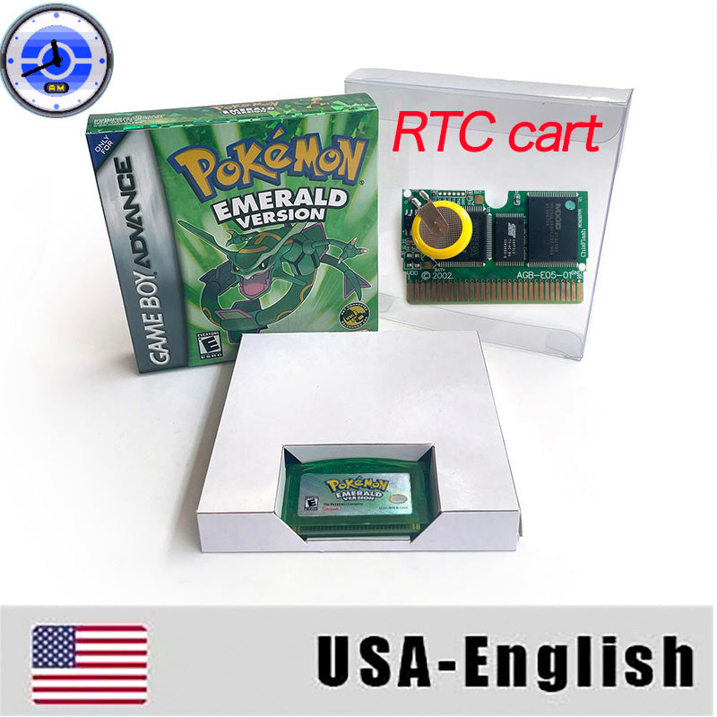 EUR ESP NOE FRA ITA USA RTC flash 1 M Flash CART  Pokemon 5 types Sapphire Firered Emerald Ruby Leafgreen Video Game cart for GBA Multilingual