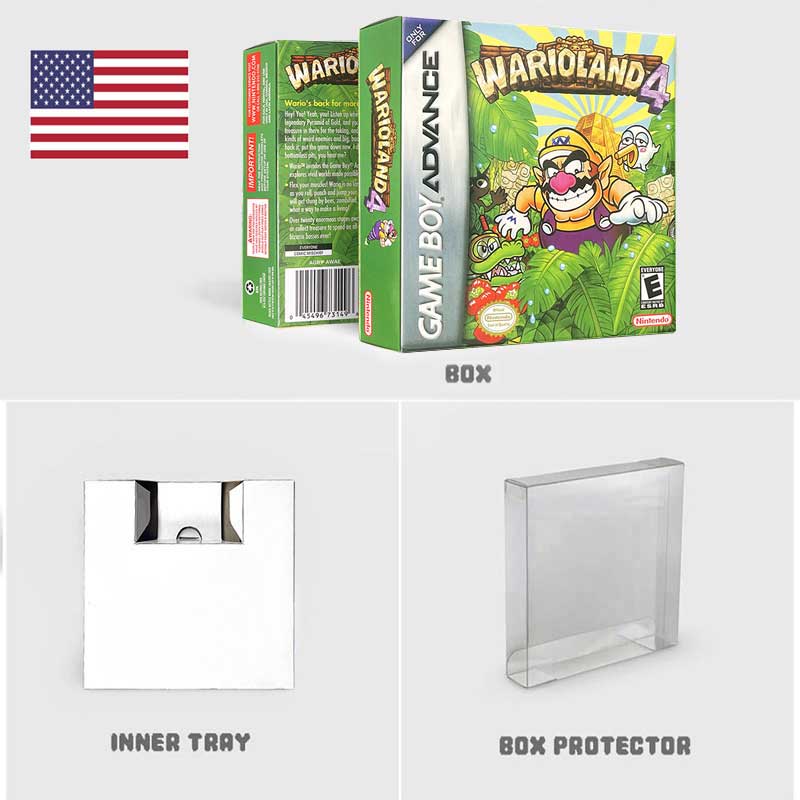 USA Englsih Wario Land 4 Nintendo Tray Box Game Cartridge for Gba
