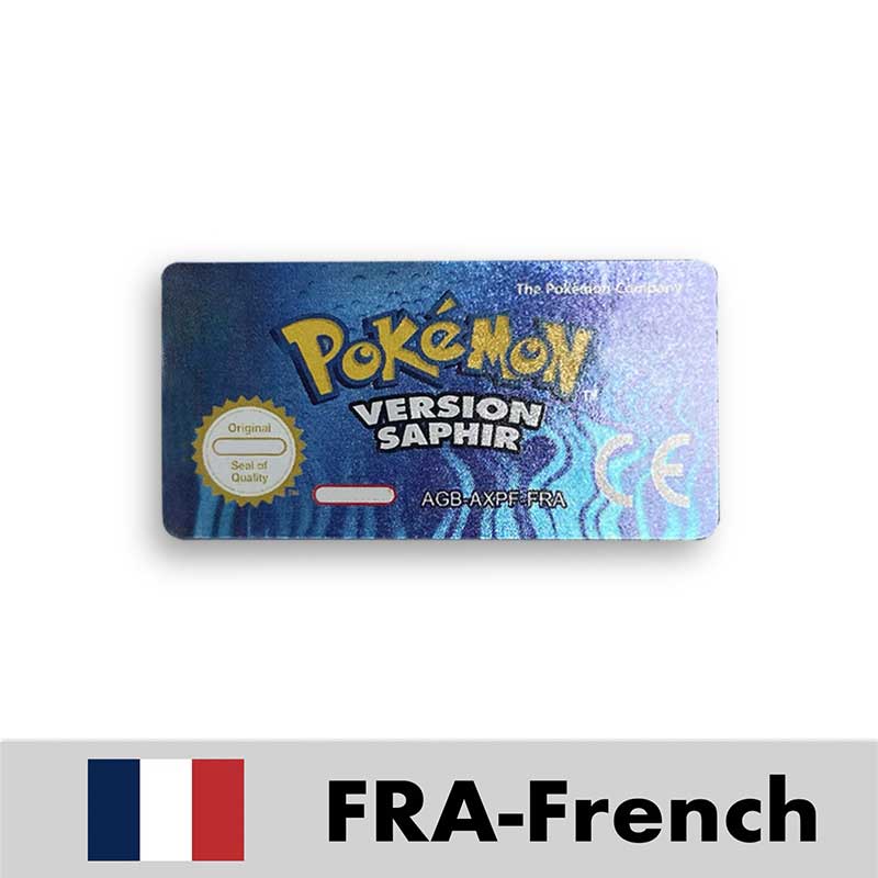 USA FRA NOE ESP ITA EUR Pokemon Emerald Sapphire Leafgreen Ruby Firered Metallic FoilFinish Box Trey Manual label for GBA