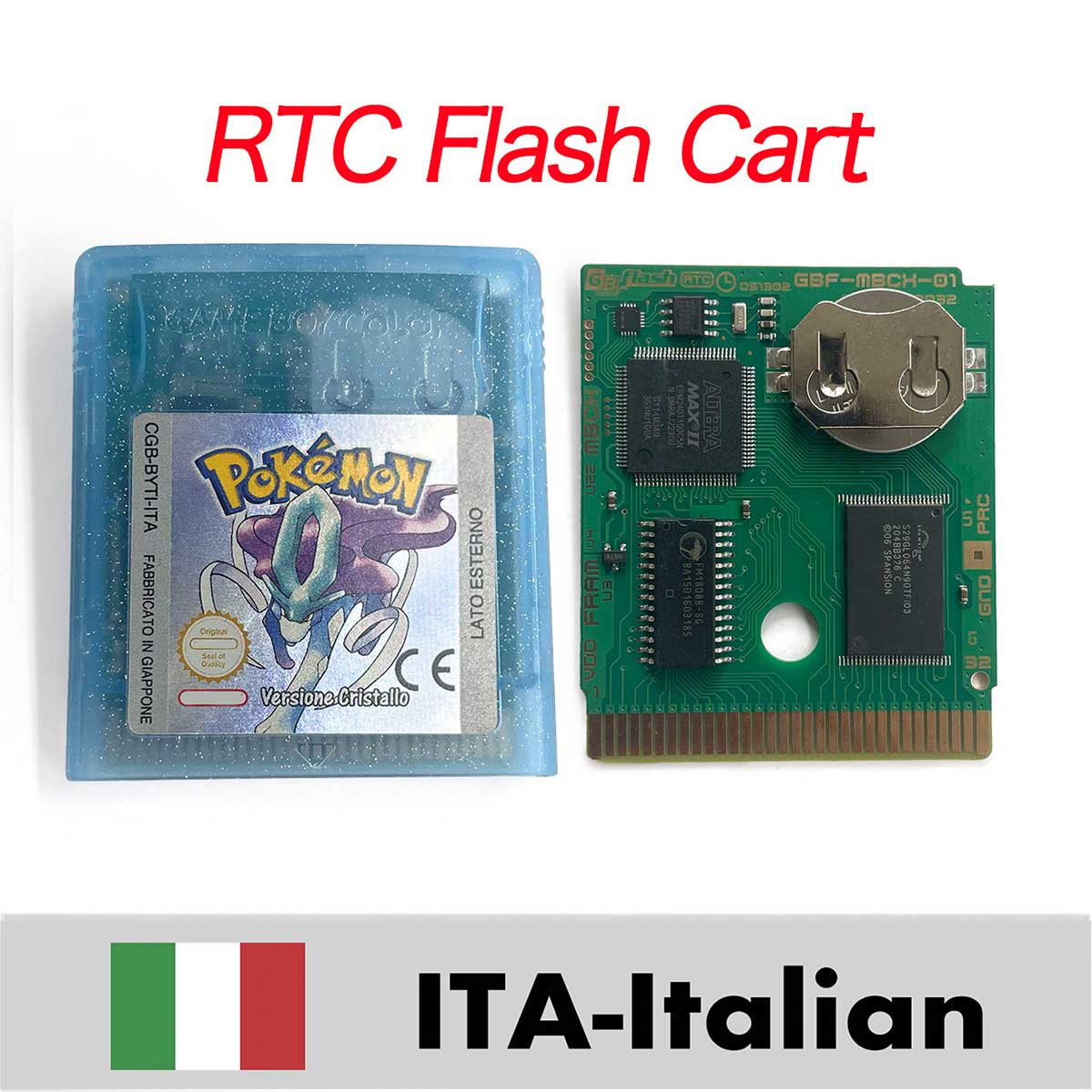 USA ITA NOE FRA ESP EUR version pokemon RTC Flash crystal gold silver NO RTC yellow red blue 16 bit Game Cartridge for GBC