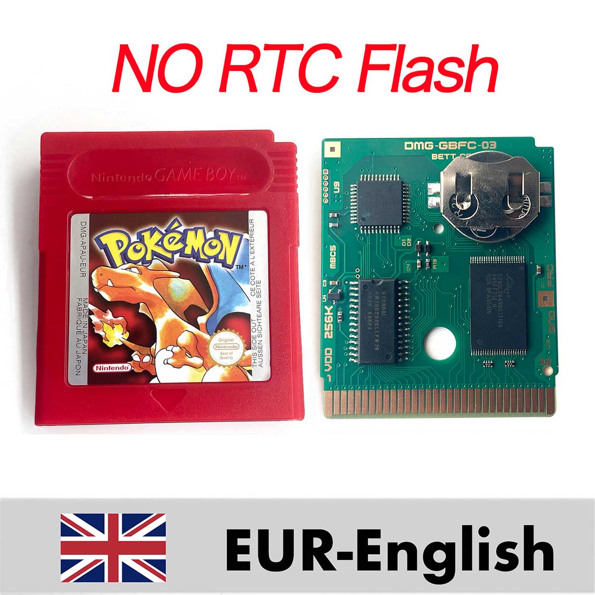 USA ITA NOE FRA ESP EUR version pokemon RTC Flash crystal gold silver NO RTC yellow red blue 16 bit Game Cartridge for GBC