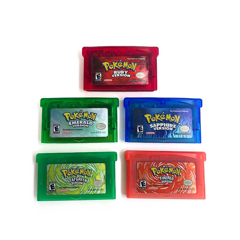 USA FRA NOE FRA IC SAVE Pokemon Emerald Ruby Sapphire LeafGreen Firered Sealed Box Tray Game Cartridge Manual for Gba