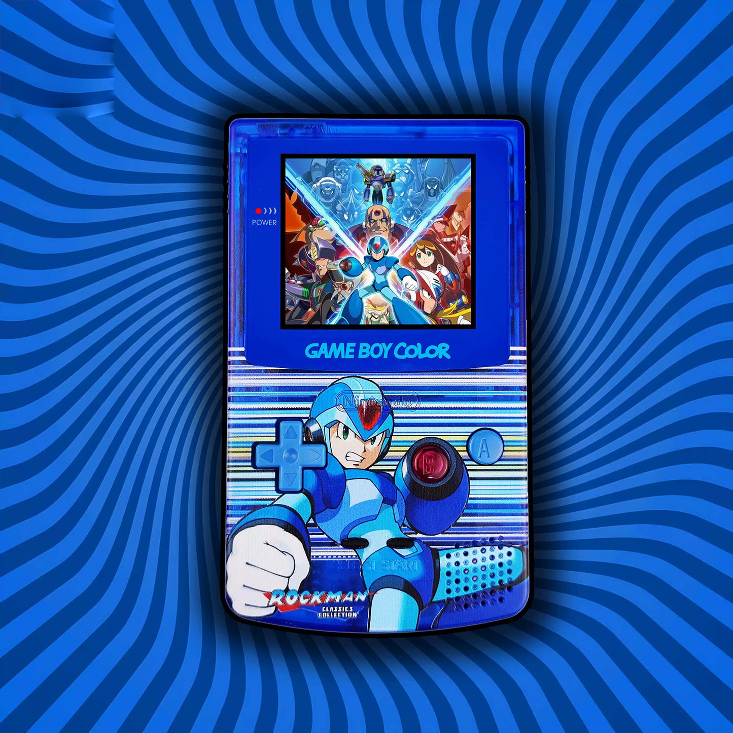 GBC customized GAMEBOY COLOR game console, high brightness handheld console, point-to-point full fit Rockman