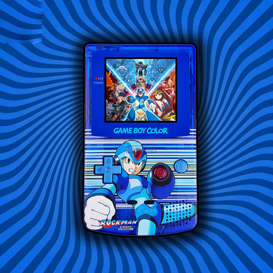 GBC customized GAMEBOY COLOR game console, high brightness handheld console, point-to-point full fit Rockman