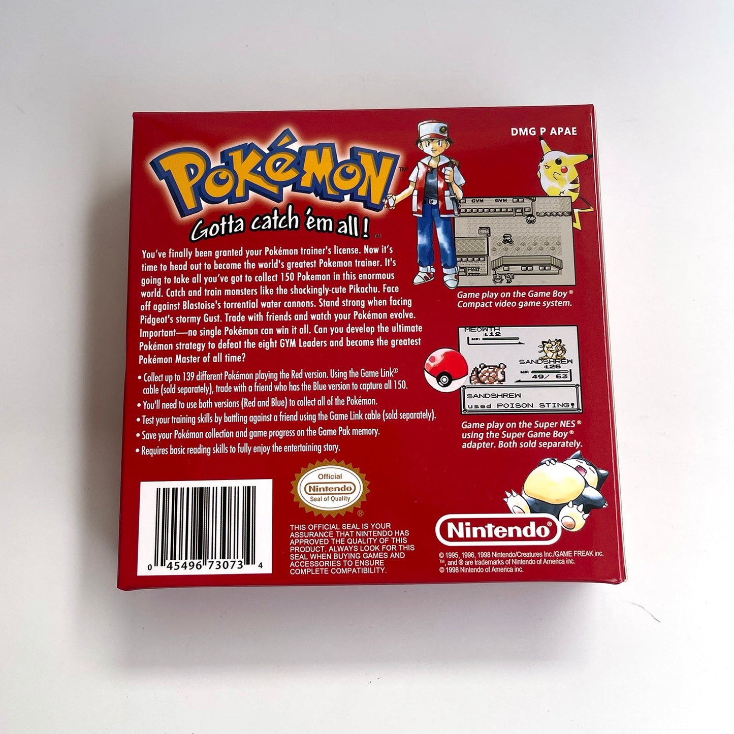 USA Pokemon red English Version Battery Save no RTC Flash Cart IC Save Manual Cartridge with Tray Box for Gbc Game Boy Color