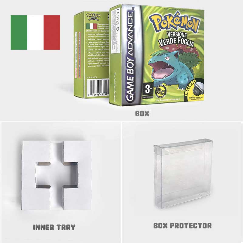 USA FRA NOE ESP ITA EUR Pokemon Emerald Sapphire Leafgreen Ruby Firered Metallic FoilFinish Box Trey Manual label for GBA