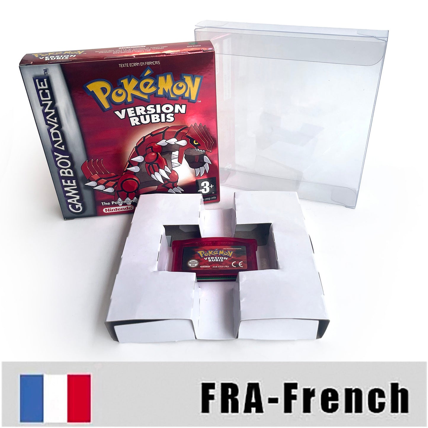 FRA French IC save rtc flash cart Real Time Clock pokemon Rubis version box with tray Nintendo game cartridge for gba game boy advance