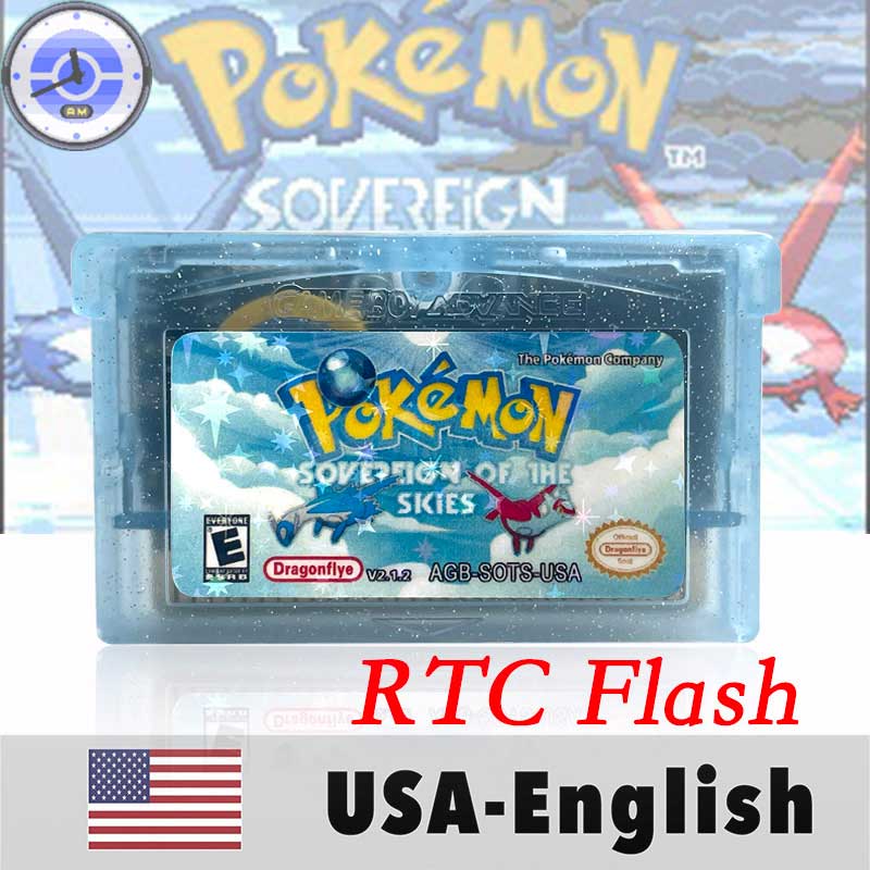 USA NOE Pokemon Sovereign of the skies 1.2.1.2 ( RTC Flash cart ) Cartridge for GBA