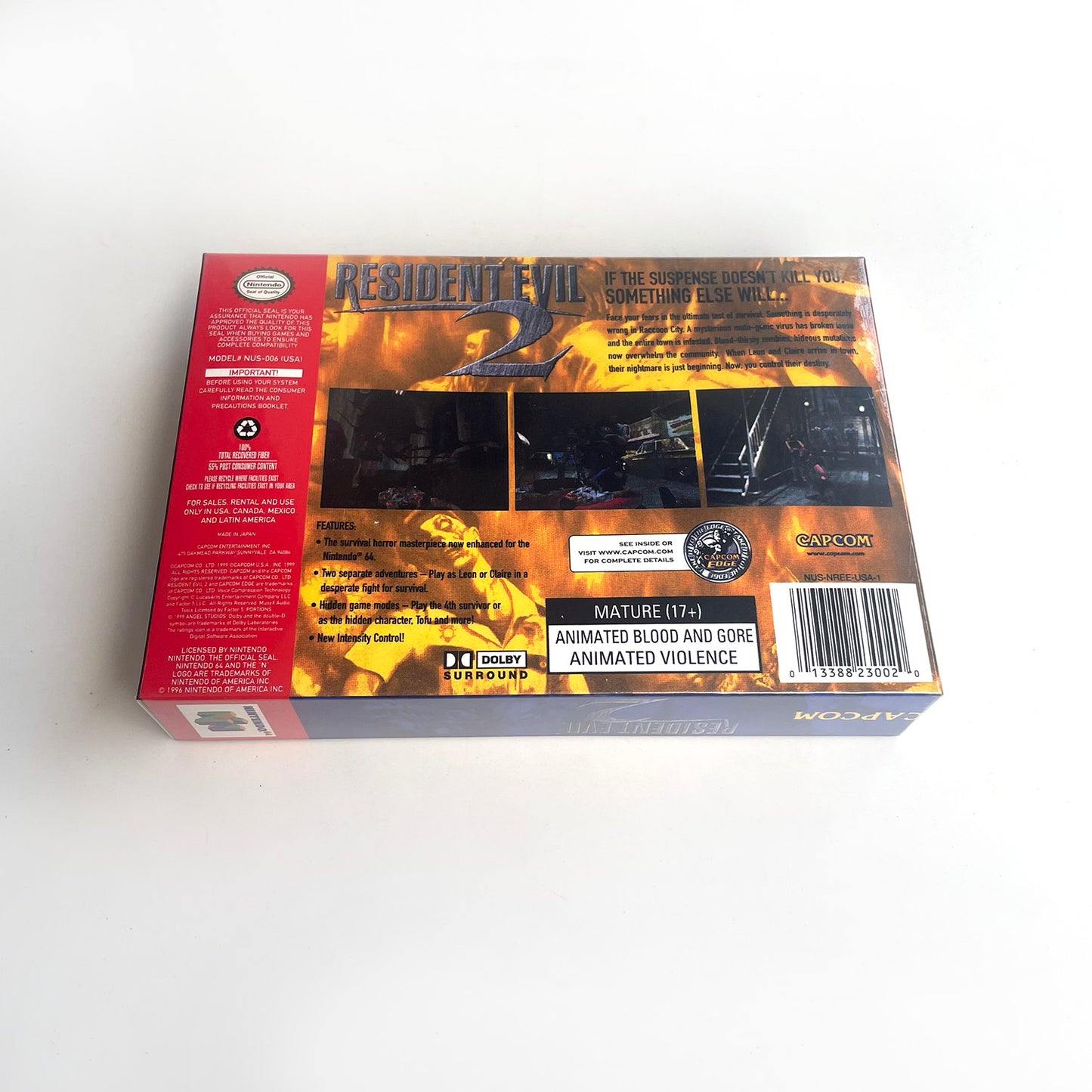 EUR PLA version English Resident Evil 2 game cartridge with tray box for N64 Nintendo 64
