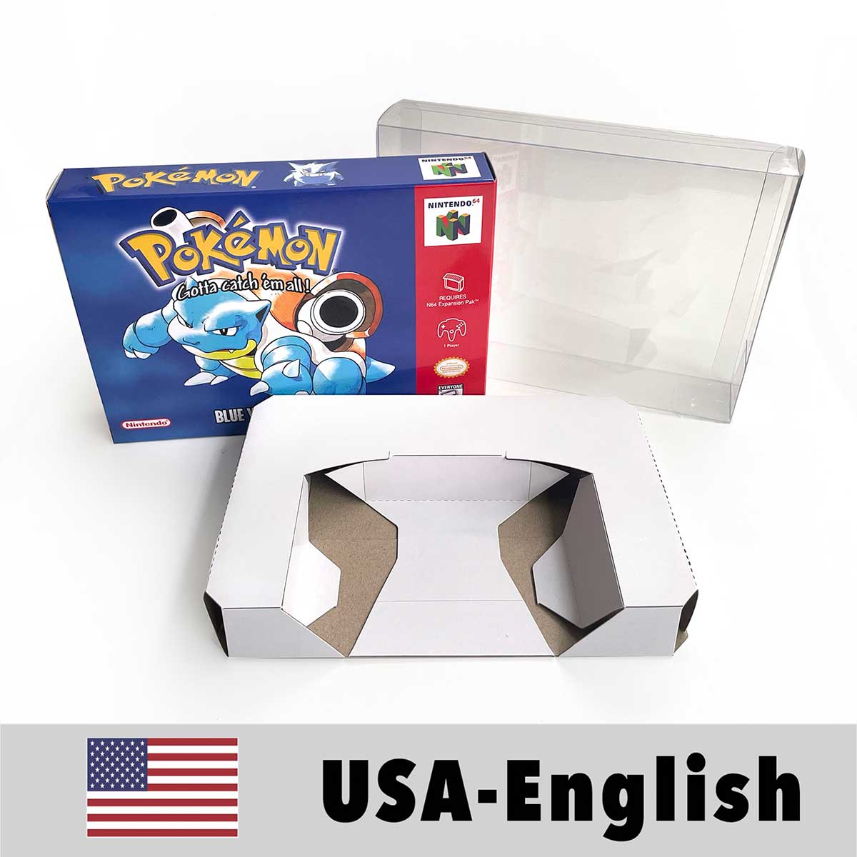 USA NTSC Pokemon Blue Crystal Red Silver Yellow Gold Green Game Cartridge 64 Bit Game Consoles with Retail Box for N64