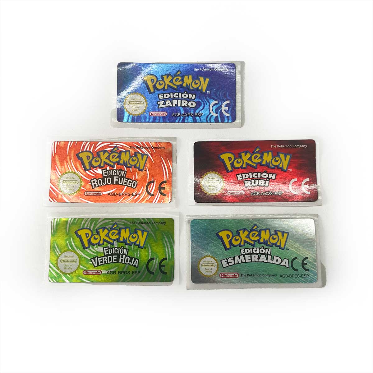 USA FRA NOE ESP ITA EUR Pokemon Emerald Sapphire Leafgreen Ruby Firered Metallic FoilFinish Box Trey Manual label for GBA