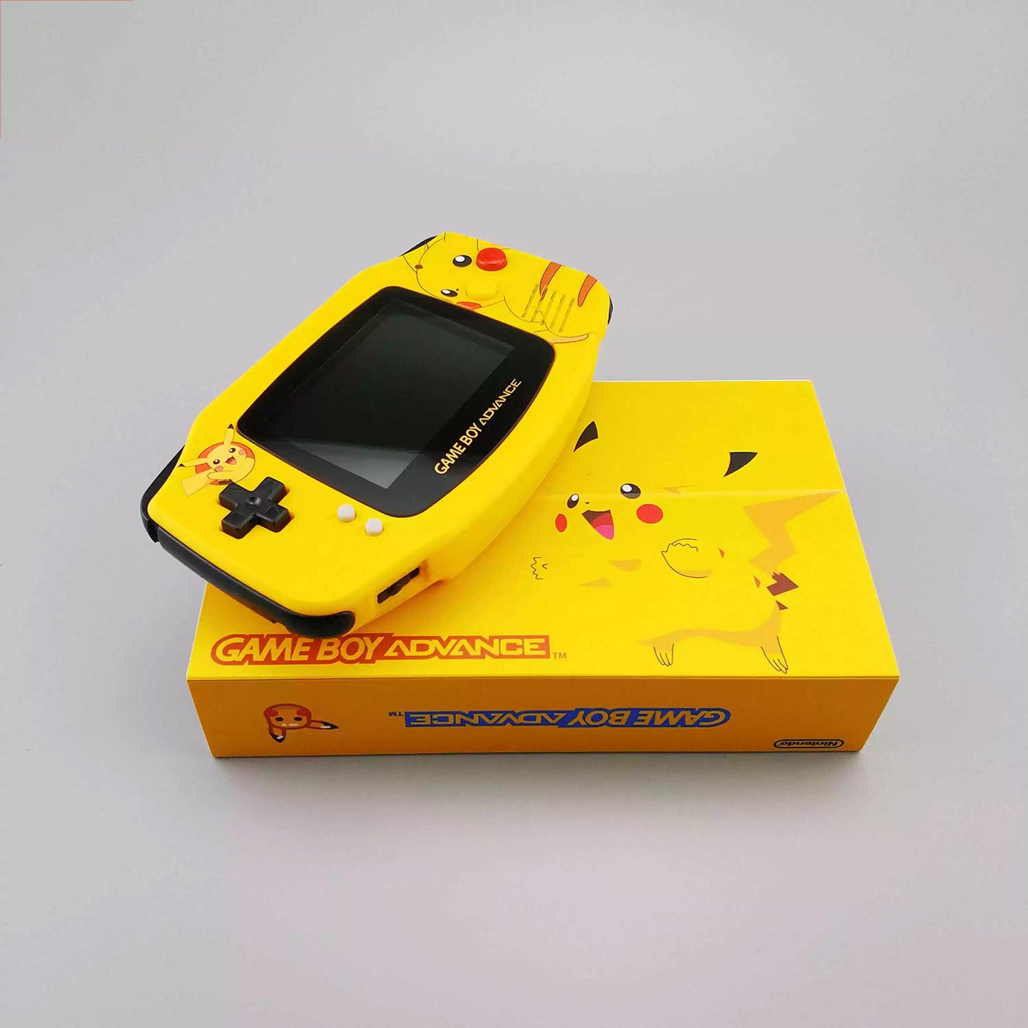 Original Gameboy GBA Gaming Console Pikachu Highlighted Limited Edition Palm