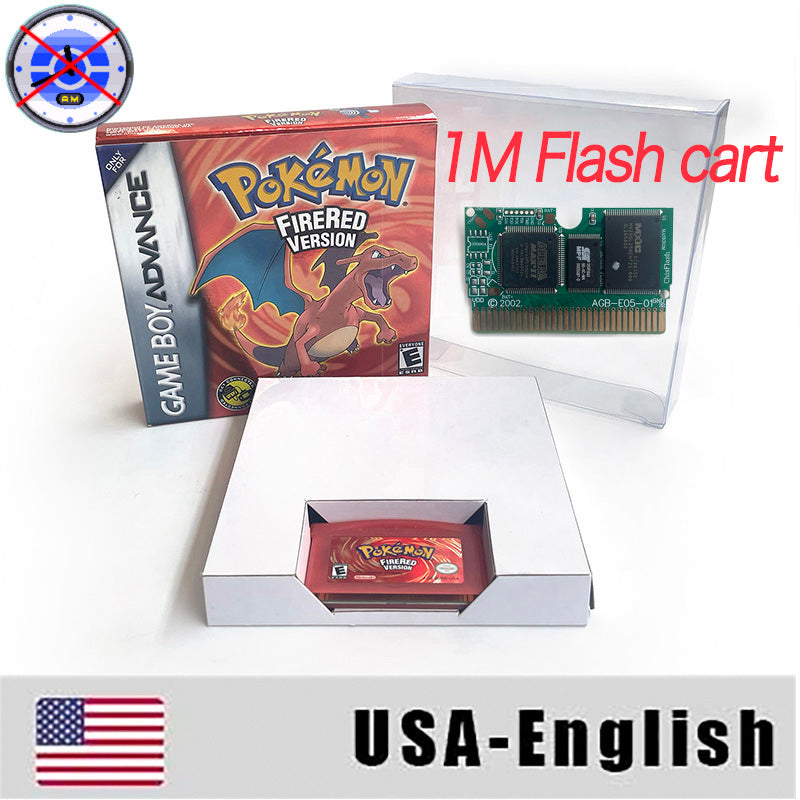 EUR ESP NOE FRA ITA USA RTC flash 1 M Flash CART  Pokemon 5 types Sapphire Firered Emerald Ruby Leafgreen Video Game cart for GBA Multilingual