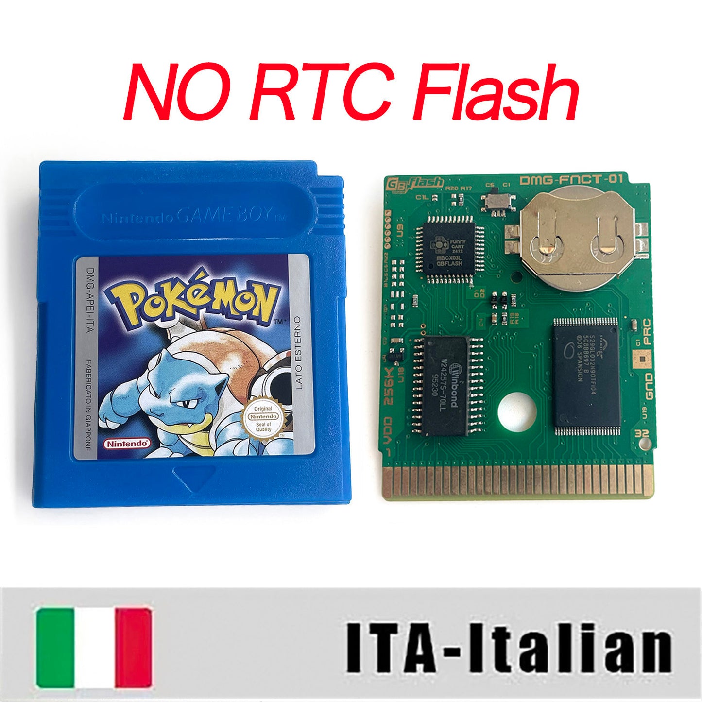 GBC game ITA Italian pokemon blue version Nintendo Battery save flash cart pokemon blu cartridge tray box gbc game boy color