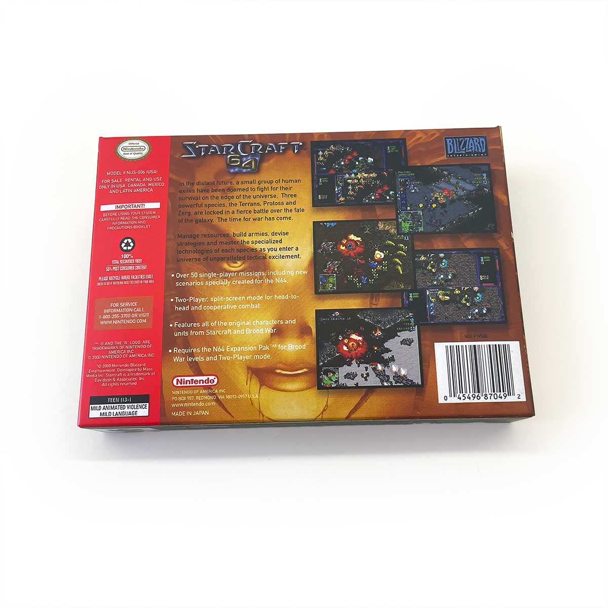 USA NTSC Star Craft 64 game cartridge with tray box for N64 Nintendo 64