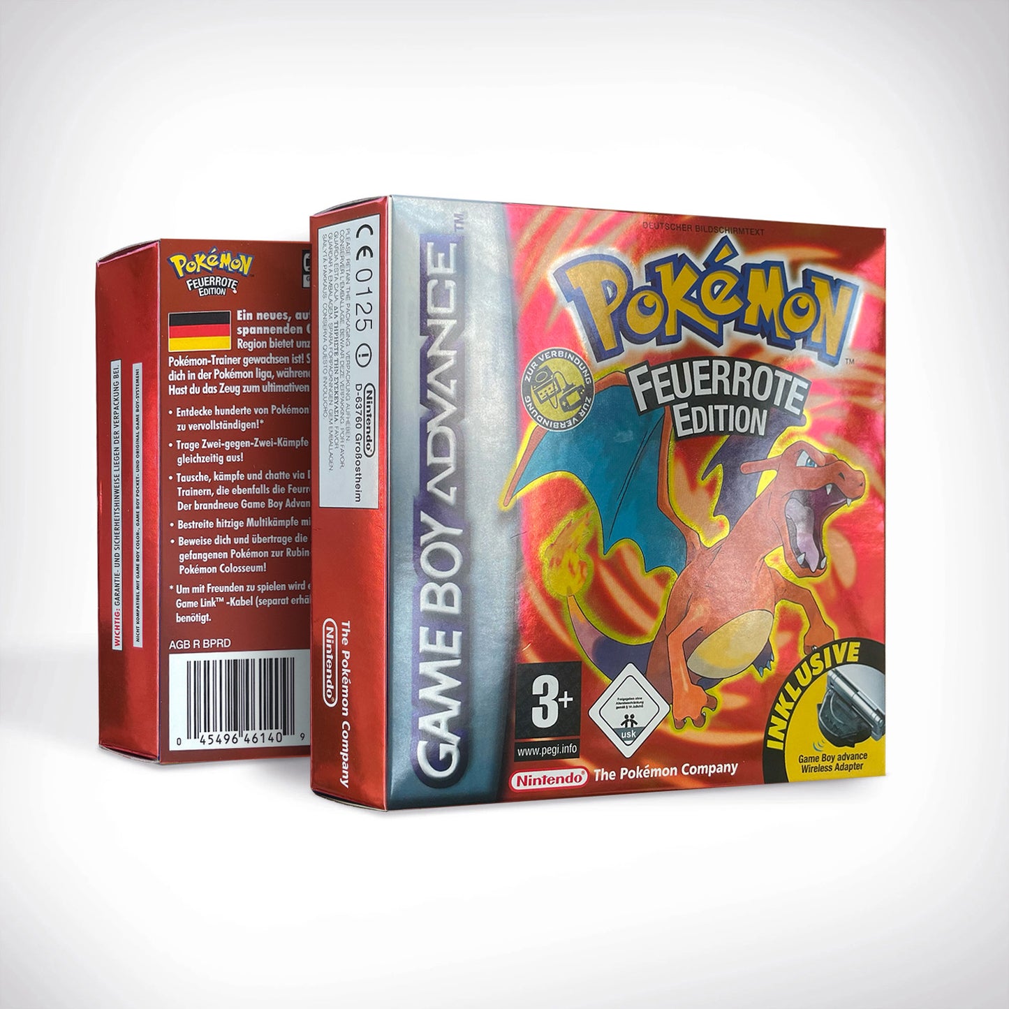 NOE German IC save 1 M flash cart pokemon firered version box with tray Nintendo game cartridge for gba game boy advance