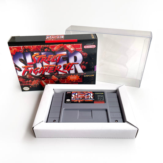 Super Street Fighter II The New Challengers cartridge with tray box manual for SNES super nintendo entertainment system