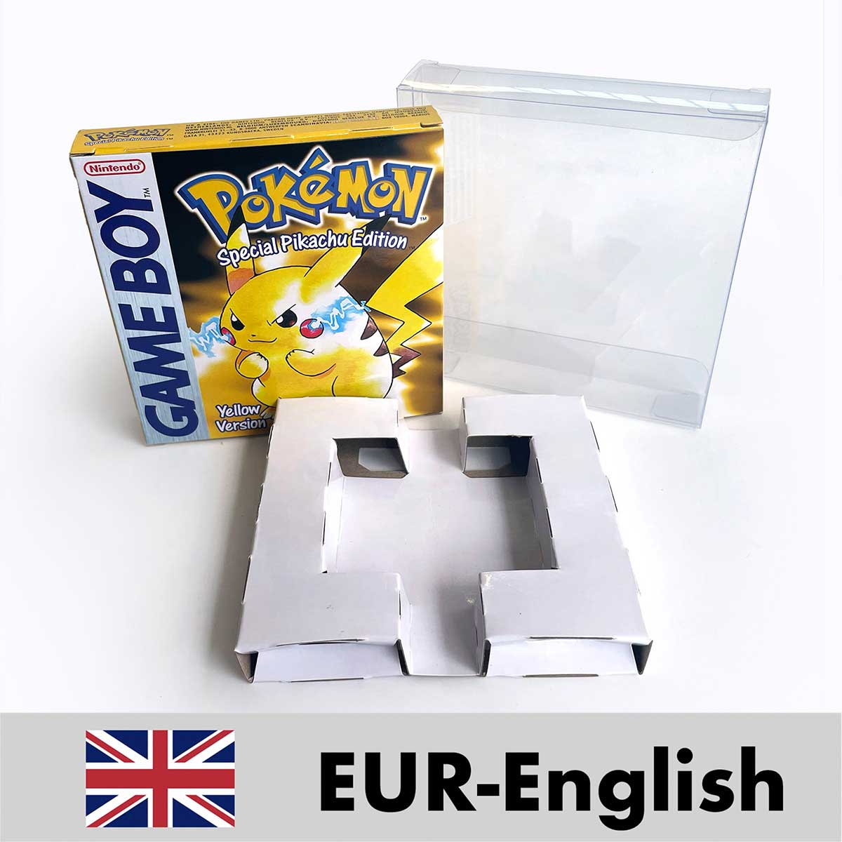 USA FRA NOE ESP ITA EUR Pokemon crystal gold silver red blue yellow Metallic FoilFinish Box Trey Manual label for GBC