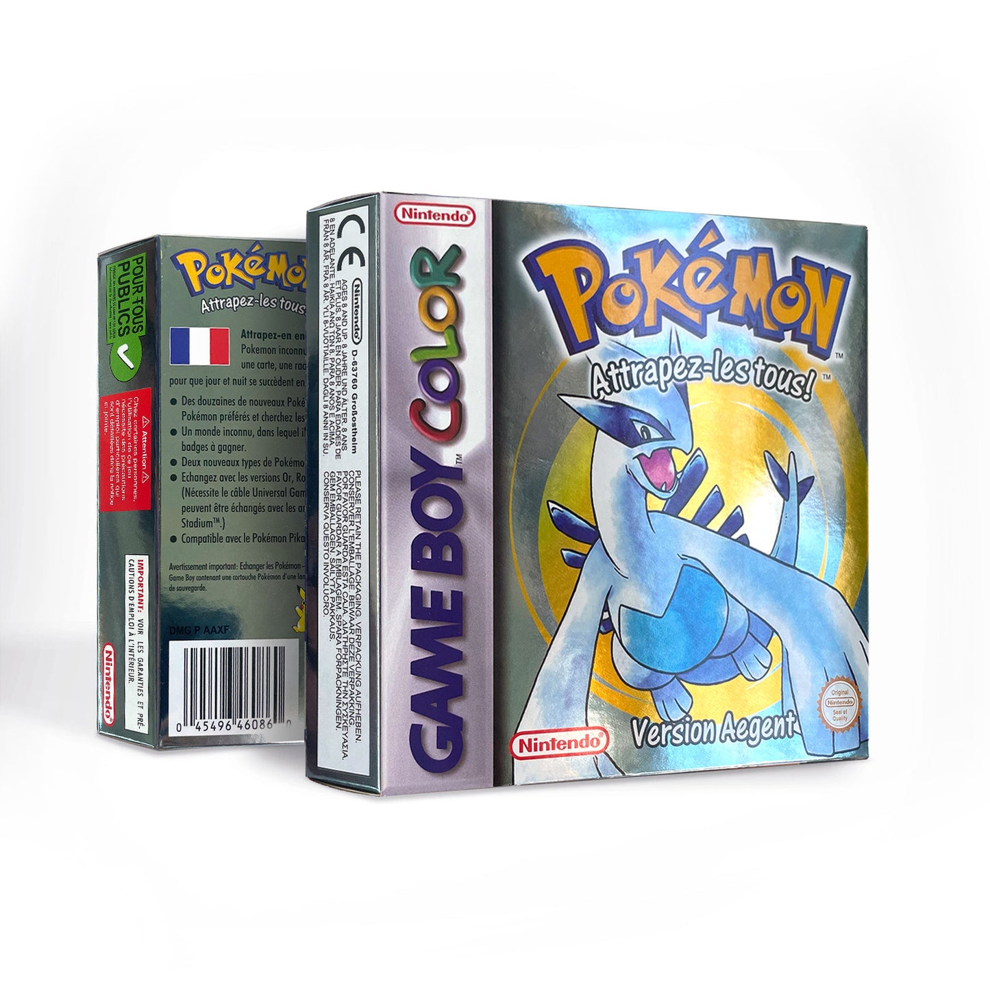 GBC game FRA French pokemon silver version RTC Flash cart Battery save Nintendo pokemon argent cartridge tray box game boy color