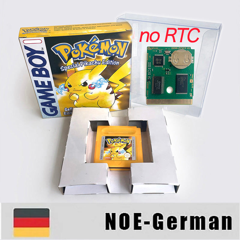 ITA ESP EUR FRA NOE USA Pokemon series RTC Flash silver crystal gold NO RTC flash yellow red blue 16 bit box tray Game Cartridge for GBC Multi-language
