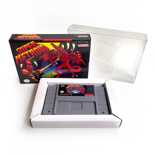 super metroid USA cartridge with tray box manual for SNES super nintendo entertainment system
