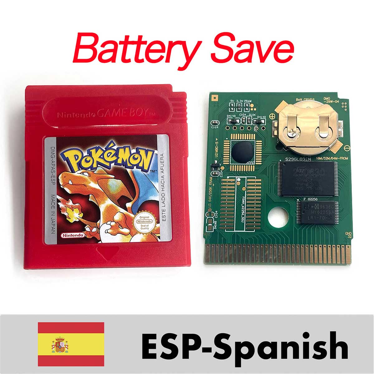 USA ITA NOE FRA ESP EUR version battery save cart pokemon crystal gold silver yellow red blue 16 bit Game Cartridge for GBC