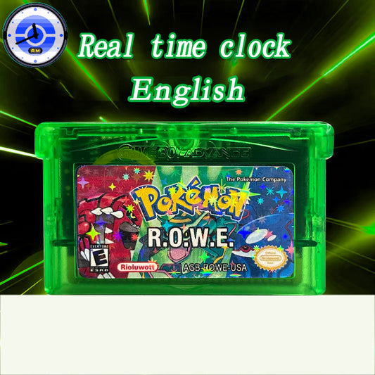 USA English Pokemon ROWE RTC Flash Cart Game Cartridge Video Rom Hack for gba