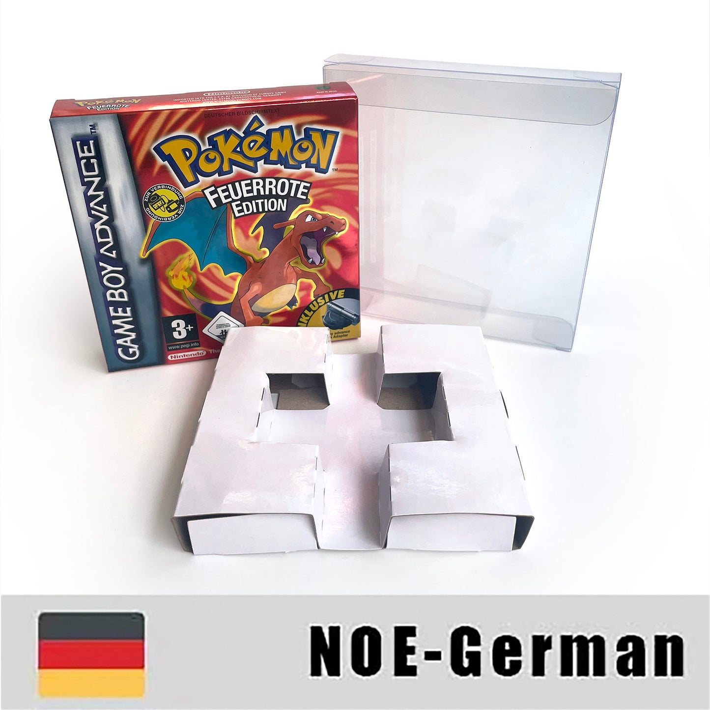 NOE German IC save 1 M flash cart pokemon firered version box with tray Nintendo game cartridge for gba game boy advance