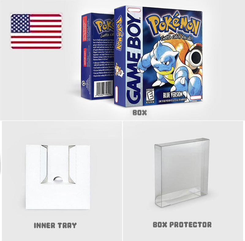 NOE ITA USA EUR ESP yellow green red gold crystal blue silver Pokemon Series Nintendo Metallic Holographic BOX trey for GBC