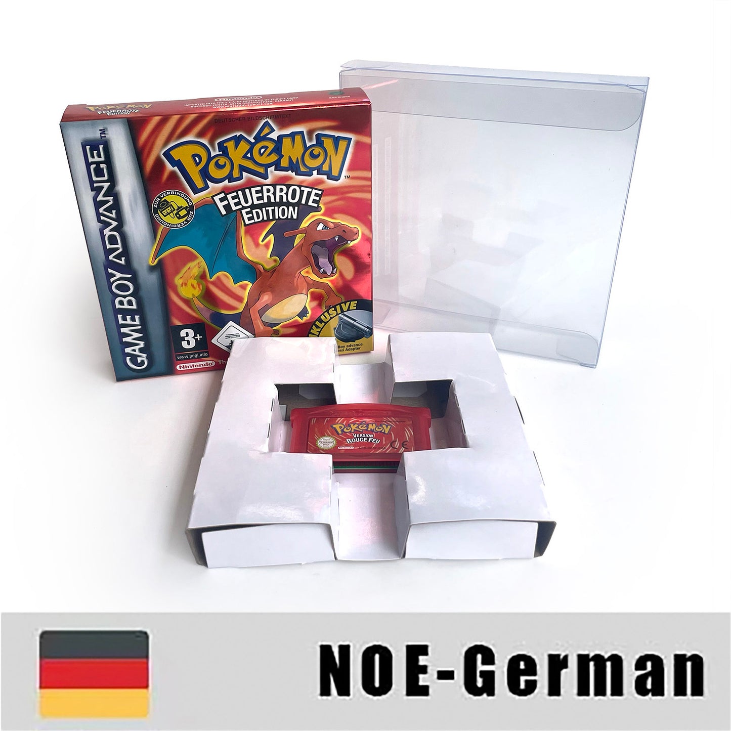 NOE German IC save 1 M flash cart pokemon firered version box with tray Nintendo game cartridge for gba game boy advance