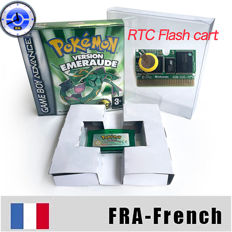 EUR ESP NOE FRA ITA USA RTC flash 1 M Flash CART  Pokemon 5 types Sapphire Firered Emerald Ruby Leafgreen Video Game cart for GBA Multilingual