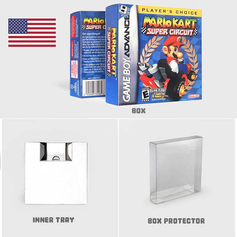 USA Englsih Mario Kart Super Circuit Nintendo Tray Box Game Cartridge for Gba