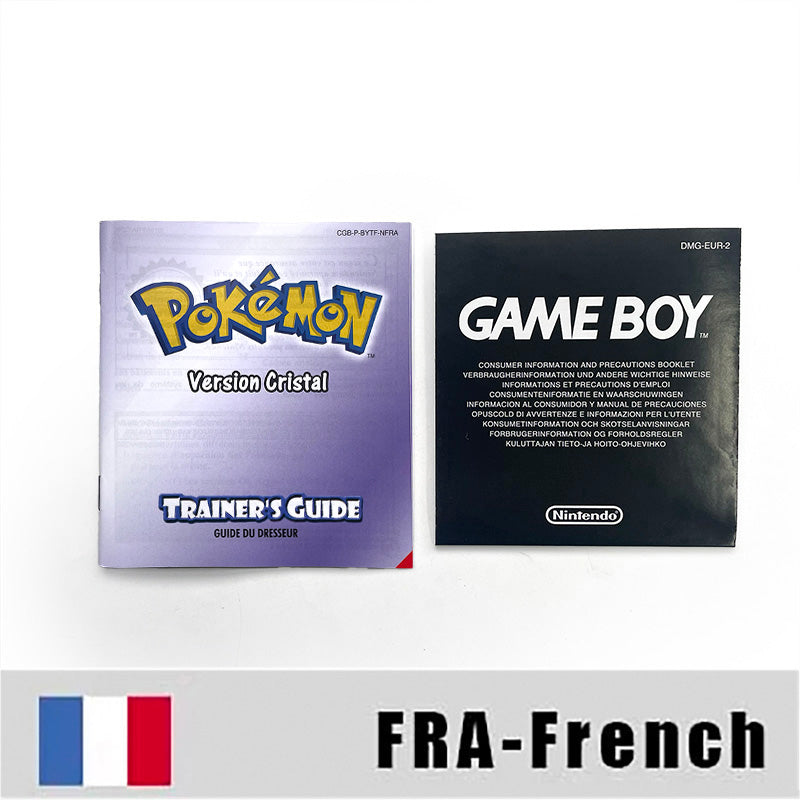 GBC game FRA French pokemon crystal version RTC Flash cart Battery save Nintendo pokemon cristal cartridge tray box game boy color