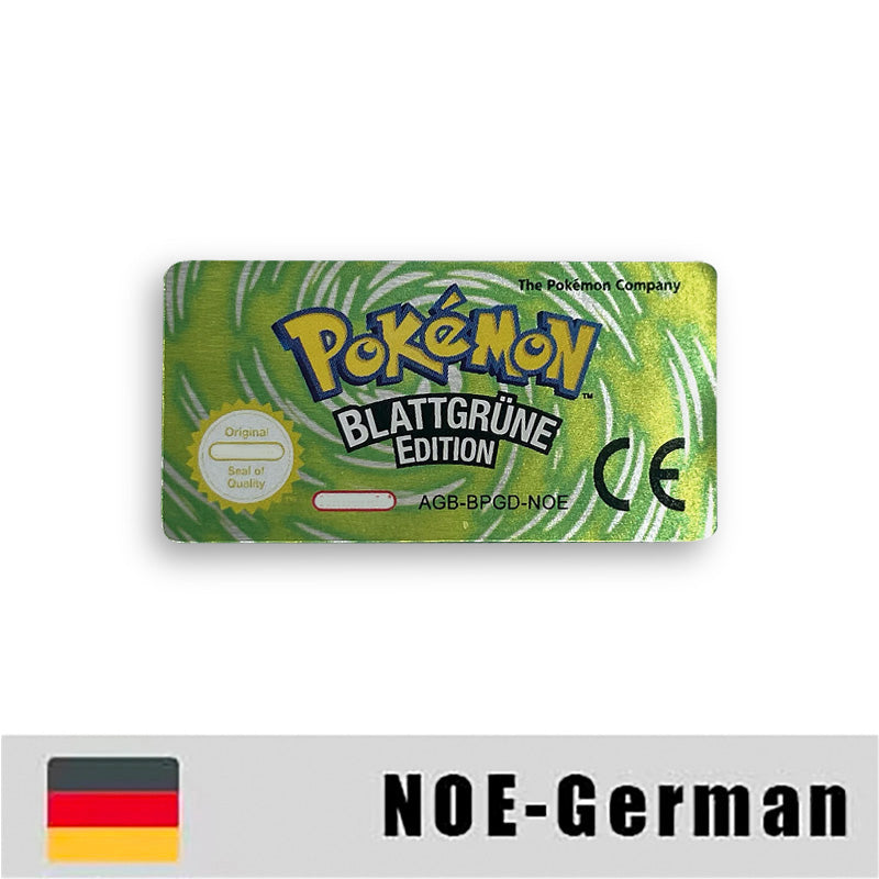 Pokemon Leaf Green Fire Red Ruby Emerald Sapphire Game Cartridge Label Stickers for Gba