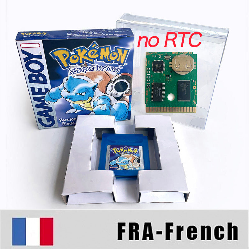 ITA ESP EUR FRA NOE USA Pokemon series RTC Flash silver crystal gold NO RTC flash yellow red blue 16 bit box tray Game Cartridge for GBC Multi-language
