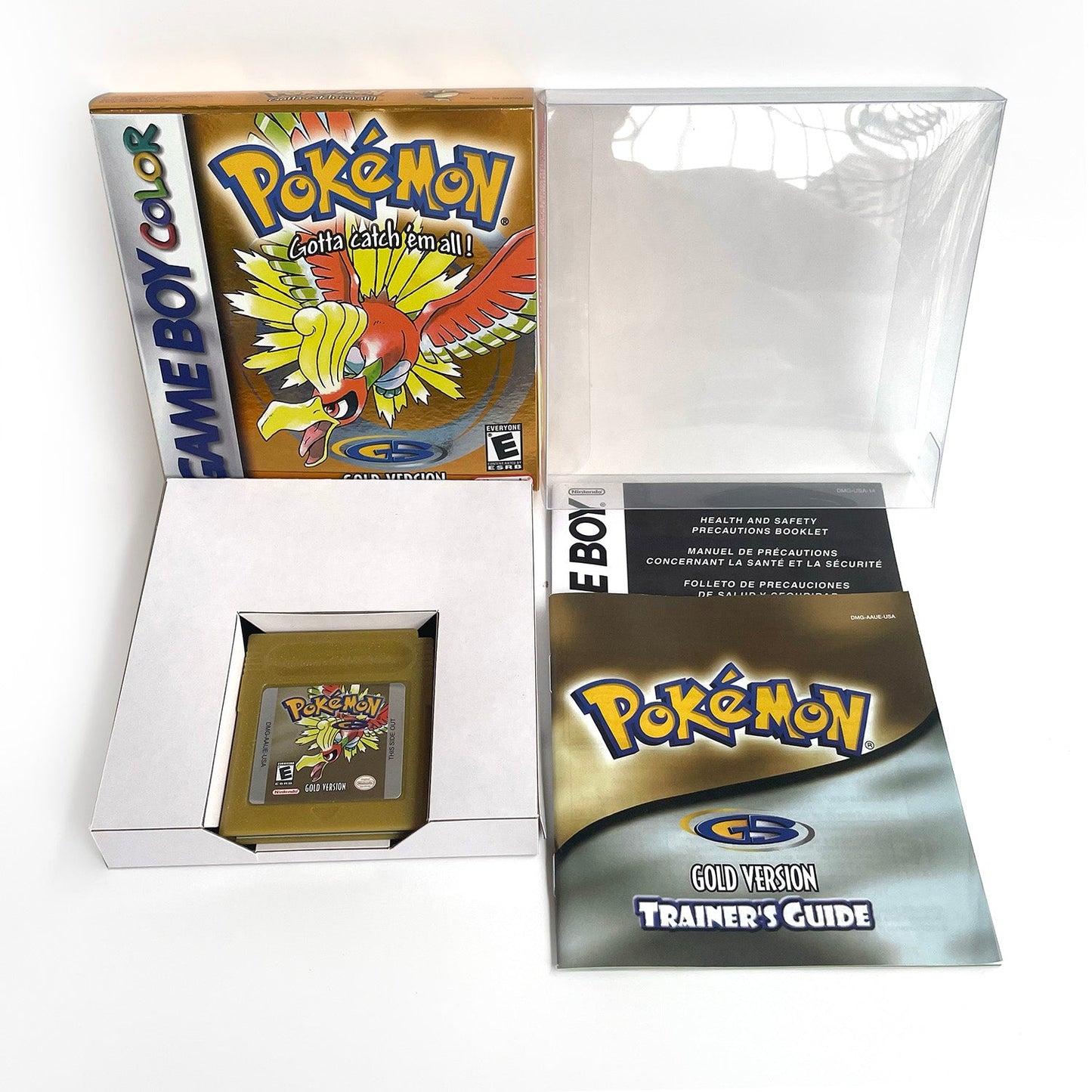 USA english IC save pokemon gold version RTC Flash cart Battery save gold Manual cartridge with tray box for gbc game boy color