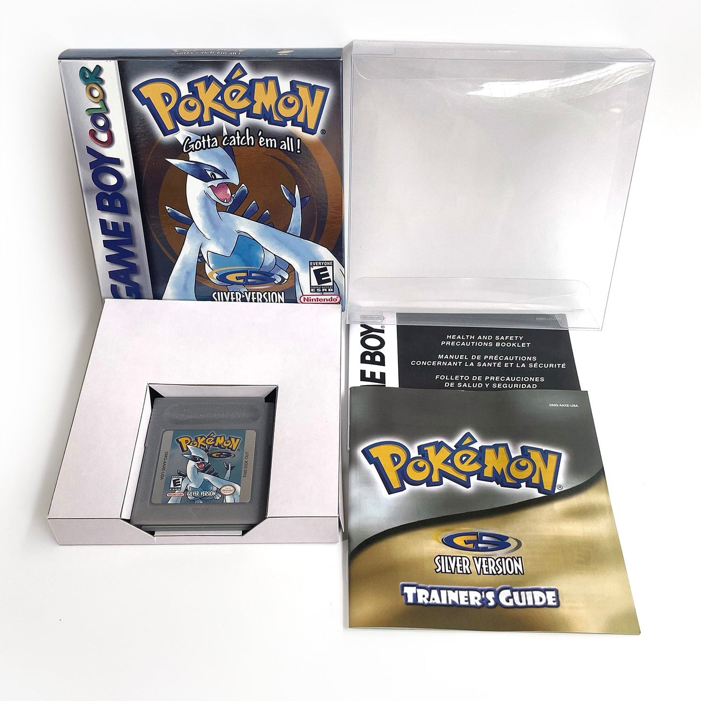 USA english sealed pokemon silver version RTC Flash cart Battery save IC save Manual cartridge with tray box for gbc game boy color