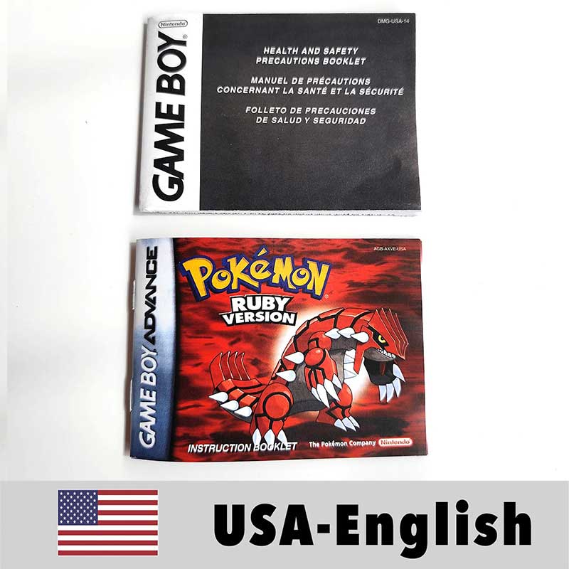 USA FRA NOE ESP ITA EUR Pokemon Emerald Sapphire Leafgreen Ruby Firered Metallic FoilFinish Box Trey Manual label for GBA