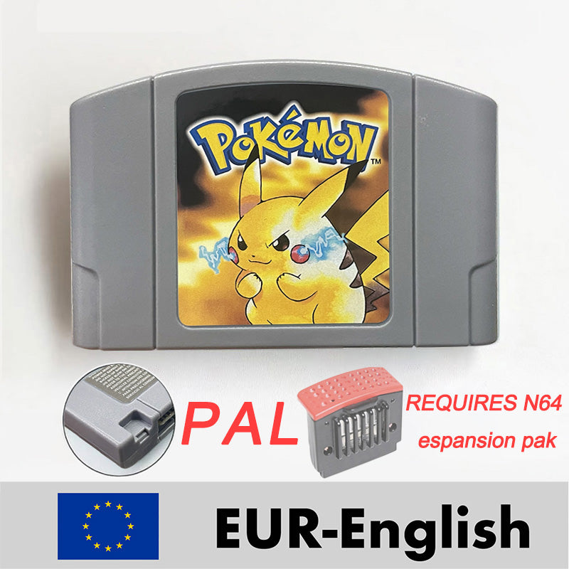 USA NTSC EUR PAL Pokemon blue/crystal /red silver /yellow /gold /green Game Cartridge 64 Bit Game Consoles for N64
