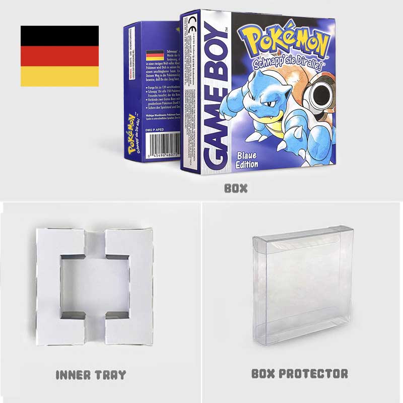 USA FRA NOE ESP ITA EUR Pokemon crystal gold silver red blue yellow Metallic FoilFinish Box Trey Manual label for GBC
