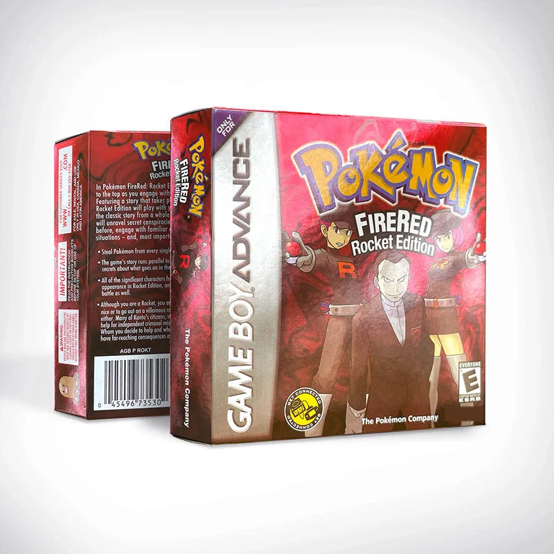 USA ESP Pokemon firered rocket (v1.02).gba 1M Flash cart  GBA Game Cartridge Rom Hack Spanish English