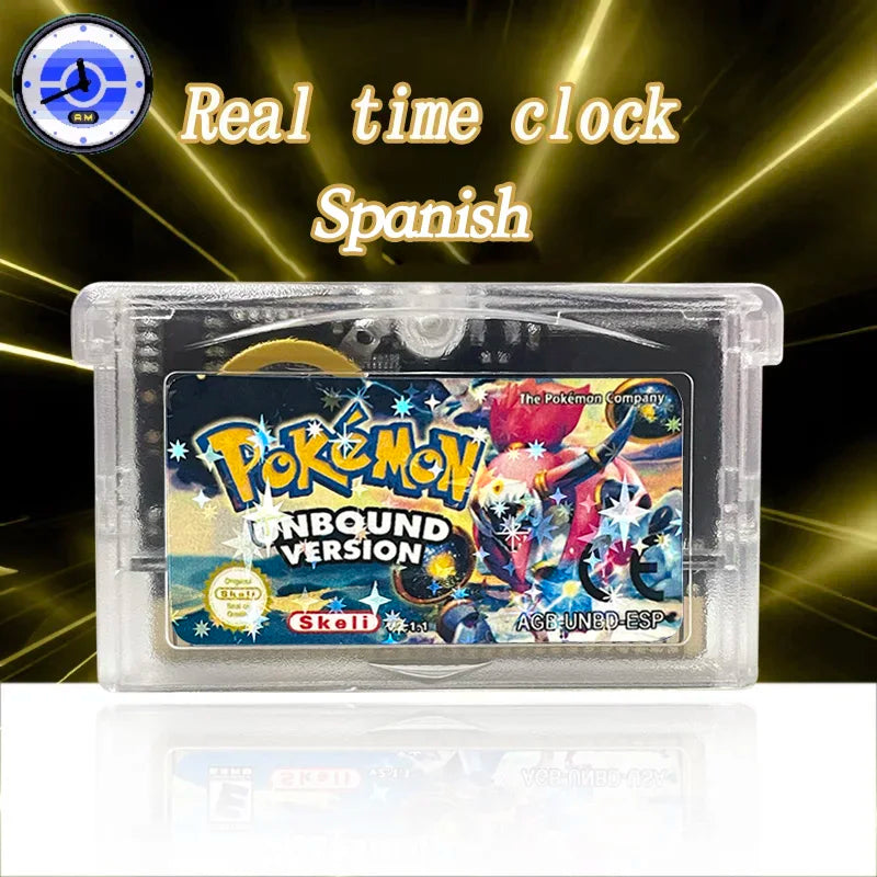 ESP Spanish RTC Flash cart pokemon QUEZAL team rocket glazed quetzal dark worship unbound Cartridge Card Rom Hack for gba