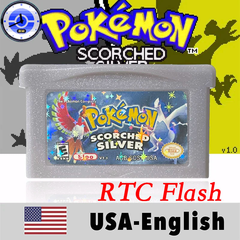 USA English RTC Flash Cart Pokemon Altered Emerald Odyssey GLAZED Flora Sky quetzal pisces Game Cartridge Card Rom Hack for Gba