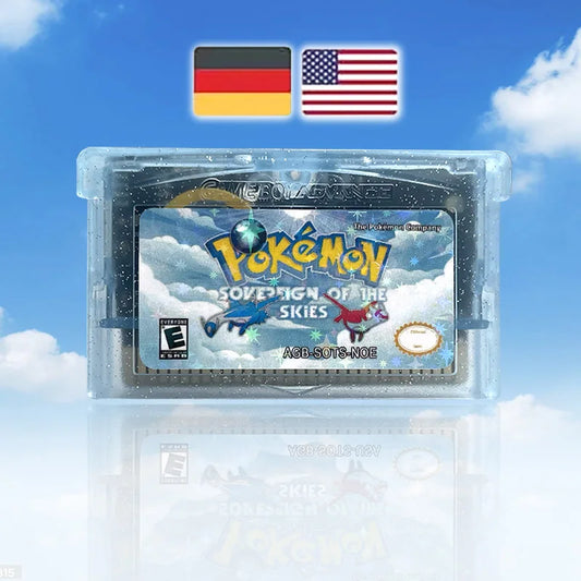 GBA Game Pokemon Sovereign of the skies 1.2.1.2 USA NOE Version RTC Flash cart game Cartridge Rom Hack German English