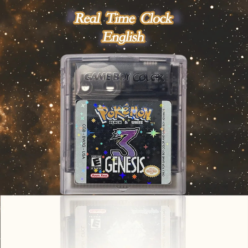GBC Game USA Pokemon black & white 3 GENESIS RTC Flash cart Real Time Clock Cartridge Video Game Console Card Rom Hack English